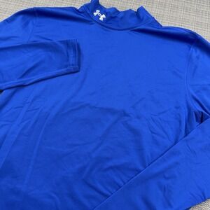 Under Armour ColdGear Base Layer Mens Medium Blue Fitted Stretch Long Sleeve